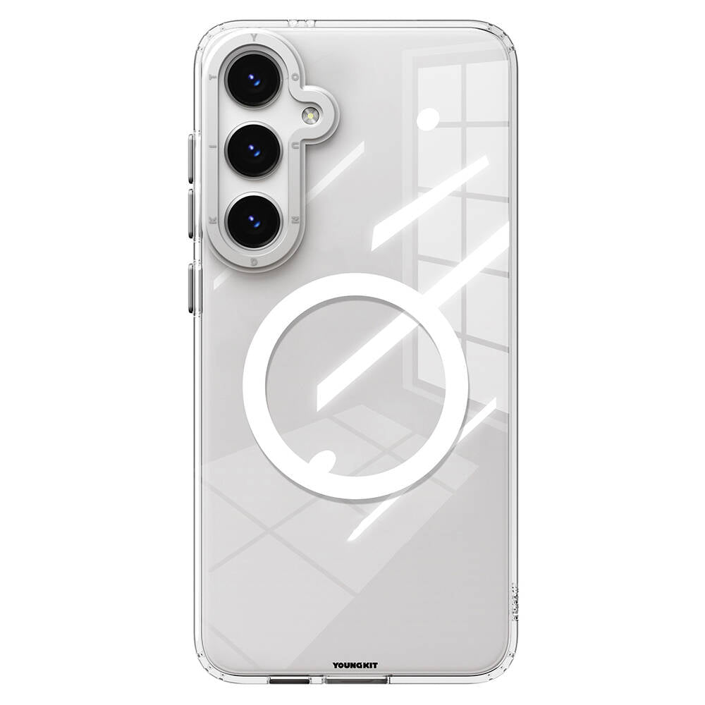 Galaxy S24 Kılıf Magsafe Şarj Özellikli Sararmaya Karşı Dayanıklı Youngkit Clear Crystal Serisi Kılıf Mavi