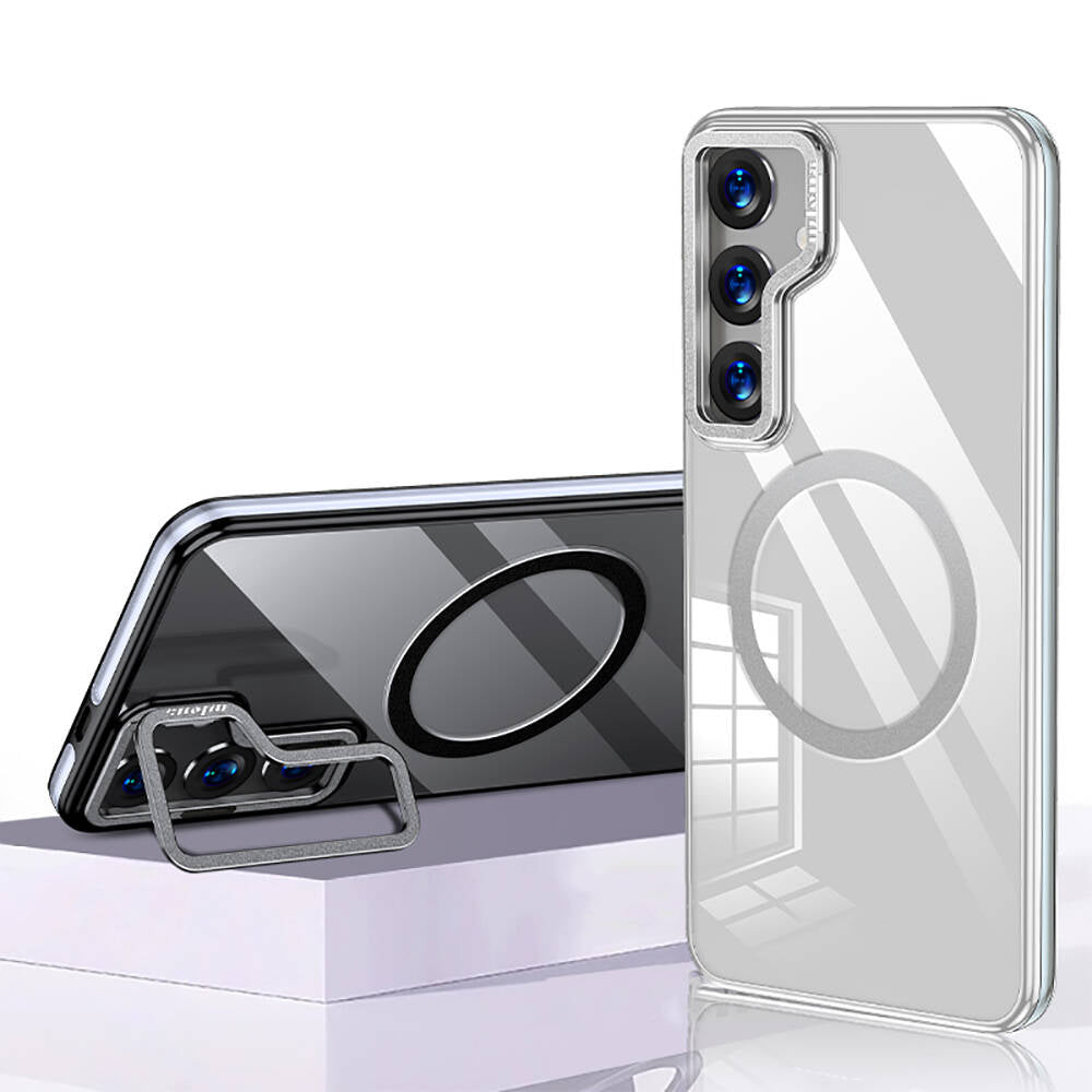 Galaxy S24 Kılıf Magsafe Şarj Özellikli Wlons Standlı Efsane Kılıf Mor