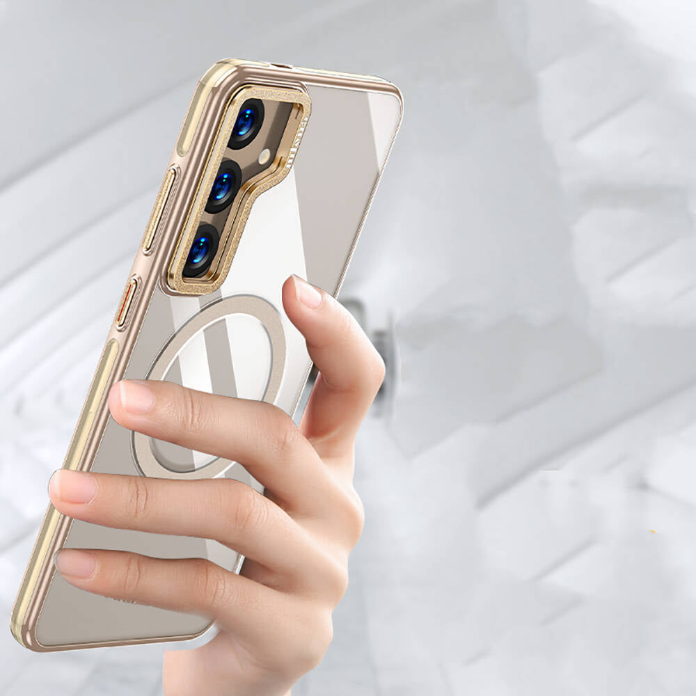 Galaxy S24 Kılıf Magsafe Şarj Özellikli Wlons Standlı Efsane Kılıf Gold