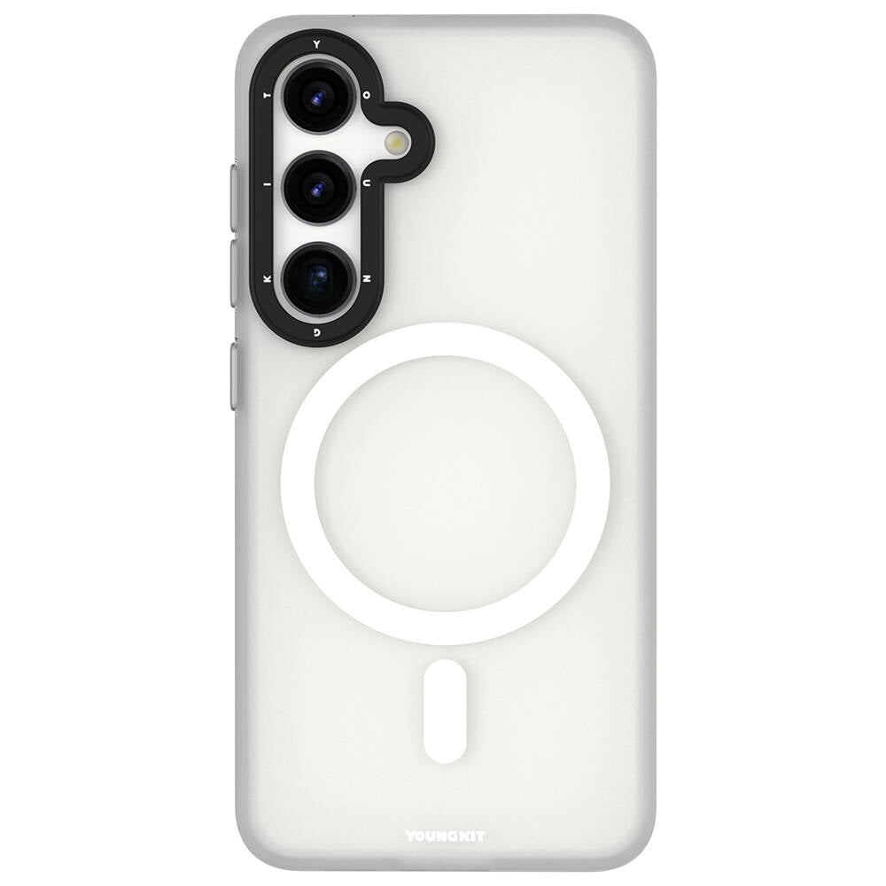 Galaxy S24 Kılıf Magsafe Şarj Özellikli Youngkit Hidden Sand Serisi Kılıf Beyaz