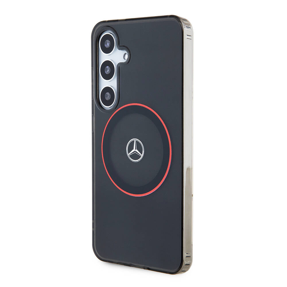 Galaxy S24 Kılıf Mercedes Benz Orjinal Lisanslı Magsafe Şarj Özellikli IML Yıldız Logolu Red Ring Kılıf Siyah
