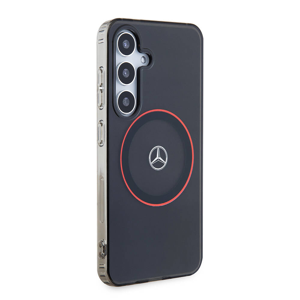 Galaxy S24 Kılıf Mercedes Benz Orjinal Lisanslı Magsafe Şarj Özellikli IML Yıldız Logolu Red Ring Kılıf Siyah