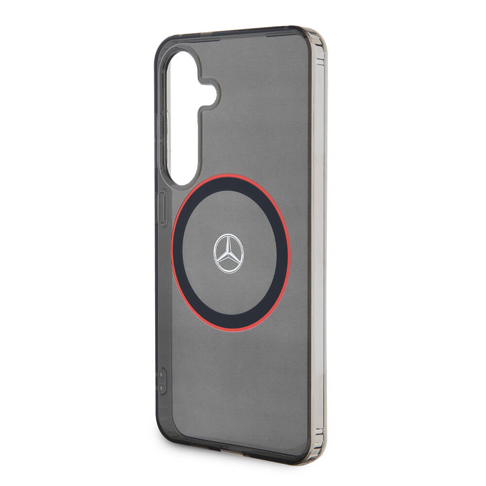Galaxy S24 Kılıf Mercedes Benz Orjinal Lisanslı Magsafe Şarj Özellikli IML Yıldız Logolu Red Ring Kılıf Siyah