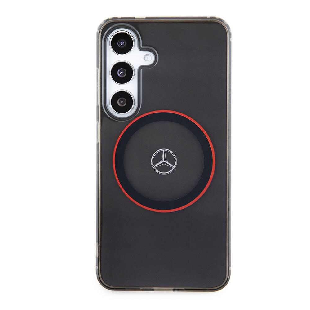 Galaxy S24 Kılıf Mercedes Benz Orjinal Lisanslı Magsafe Şarj Özellikli IML Yıldız Logolu Red Ring Kılıf Siyah