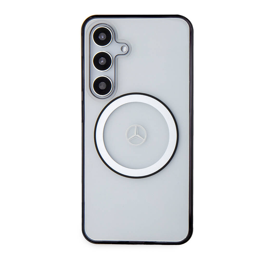 Galaxy S24 Kılıf Mercedes Benz Orjinal Lisanslı Magsafe Şarj Özellikli PC TPU Transparan Black Ring Kılıf Renksiz