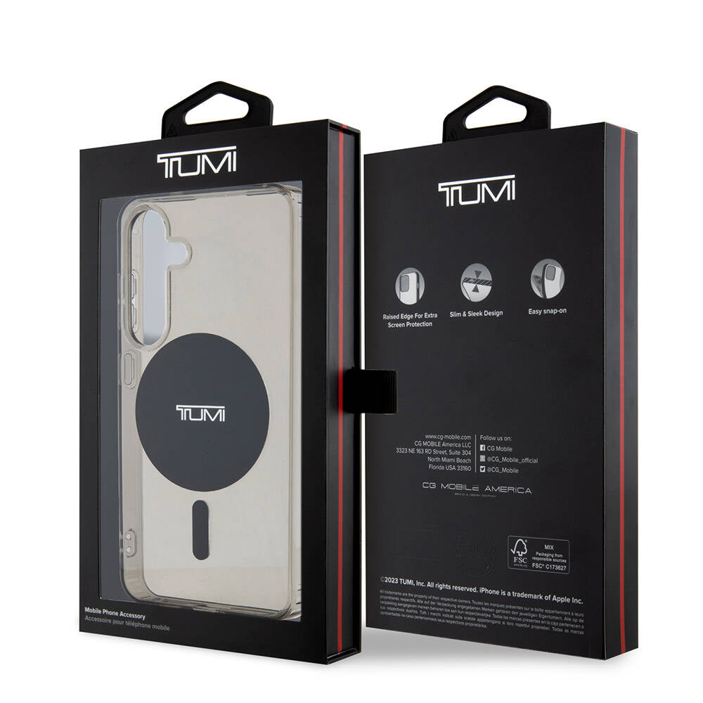 Galaxy S24 Kılıf TUMI Orjinal Lisanslı Magsafe Şarj Özellikli Airbag Köşeli Transparan Plain Kılıf Siyah