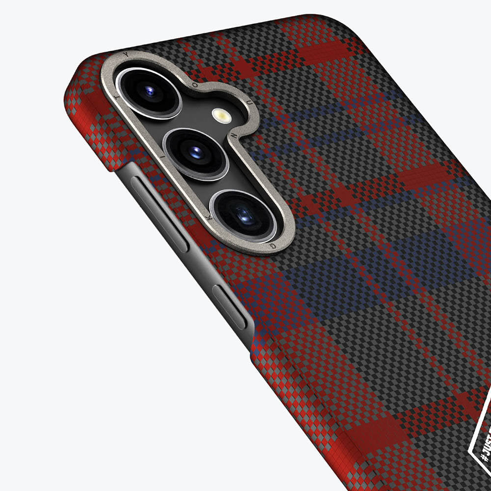 Galaxy S24 Plus Kılıf Ekose Desenli Youngkit Gezhi Serisi Kılıf Kırmızı