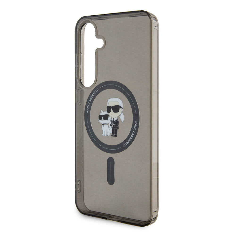 Galaxy S24 Plus Kılıf Karl Lagerfeld Orjinal Lisanslı Magsafe Şarj Özellikli Karl & Choupette IML Baskılı Kılıf Siyah