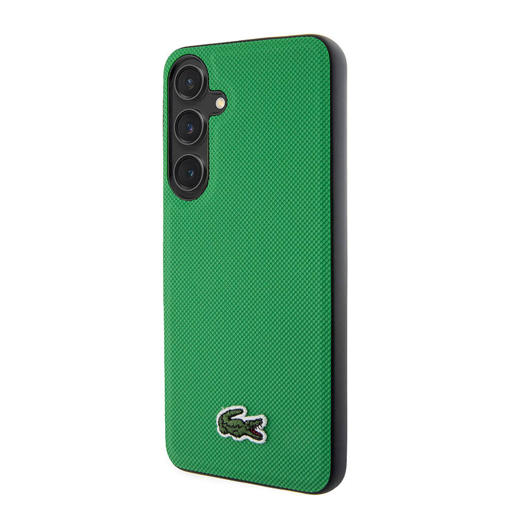 Galaxy S24 Plus Kılıf Lacoste Orjinal Lisanslı PU Pike Desenli Arka Yüzey İkonik Timsah Dokuma Logolu Kılıf Siyah