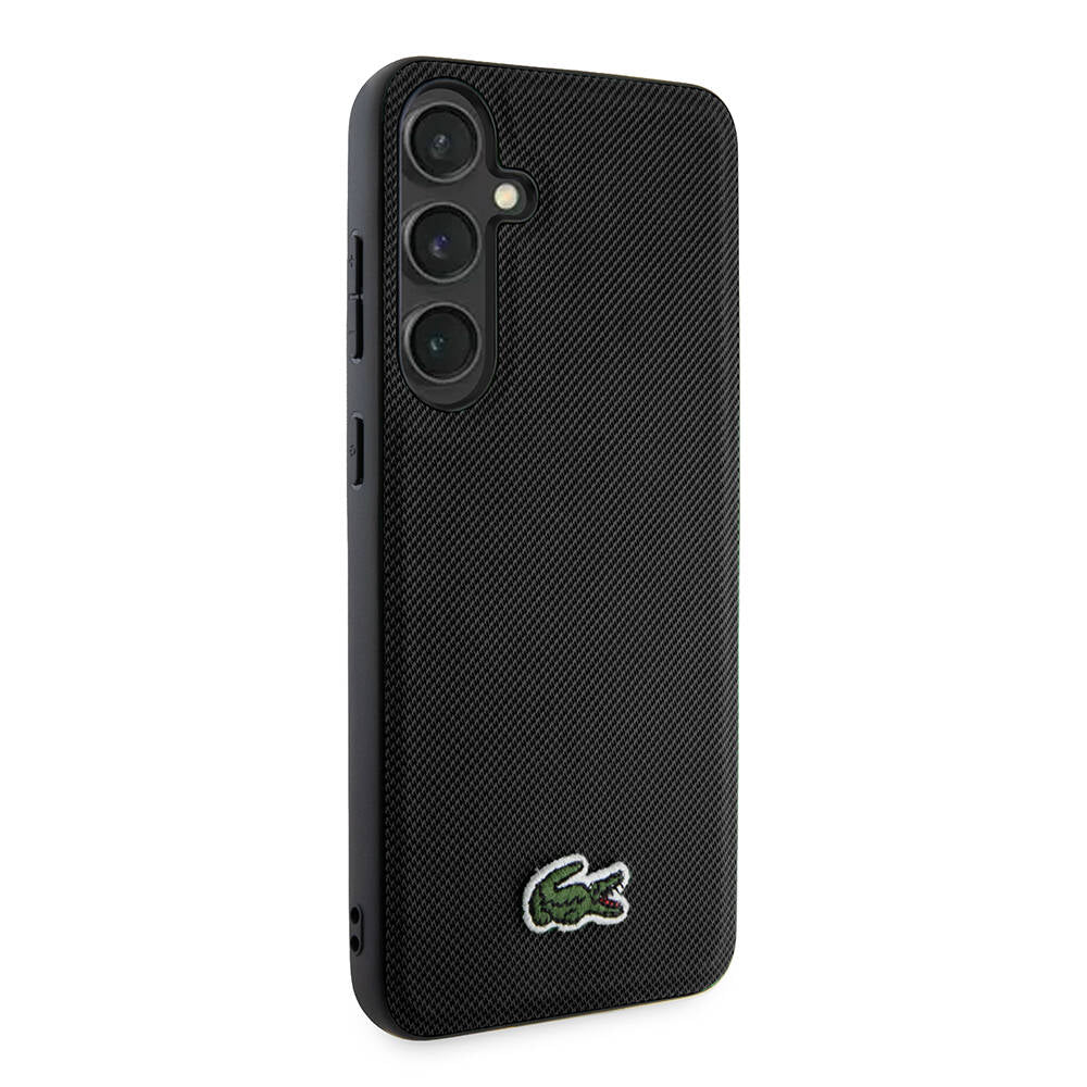 Galaxy S24 Plus Kılıf Lacoste Orjinal Lisanslı PU Pike Desenli Arka Yüzey İkonik Timsah Dokuma Logolu Kılıf Siyah