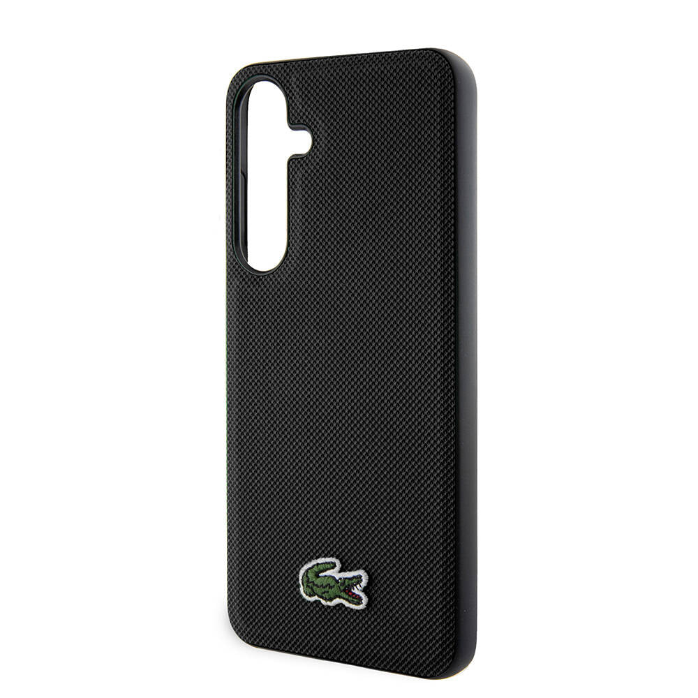 Galaxy S24 Plus Kılıf Lacoste Orjinal Lisanslı PU Pike Desenli Arka Yüzey İkonik Timsah Dokuma Logolu Kılıf Siyah