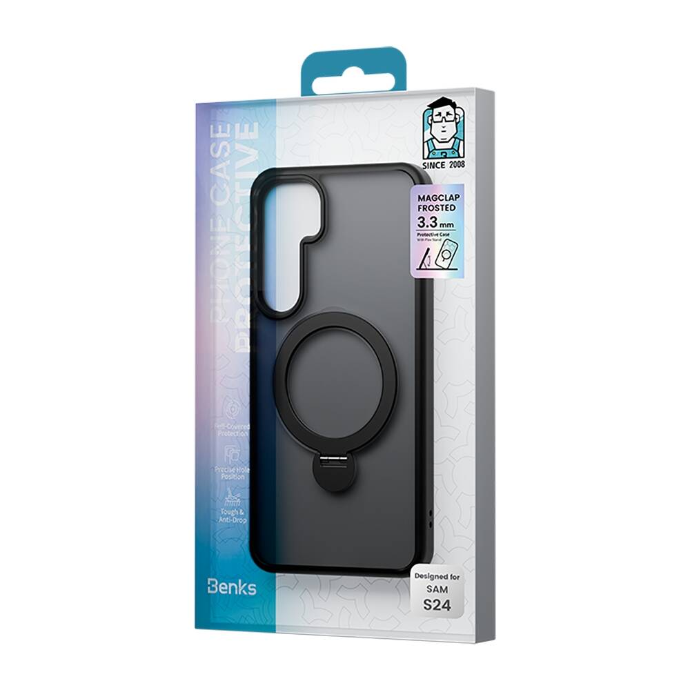 Galaxy S24 Plus Kılıf Magsafe Şarj Özellikli Benks Standlı Mist Protective Kılıf Mavi