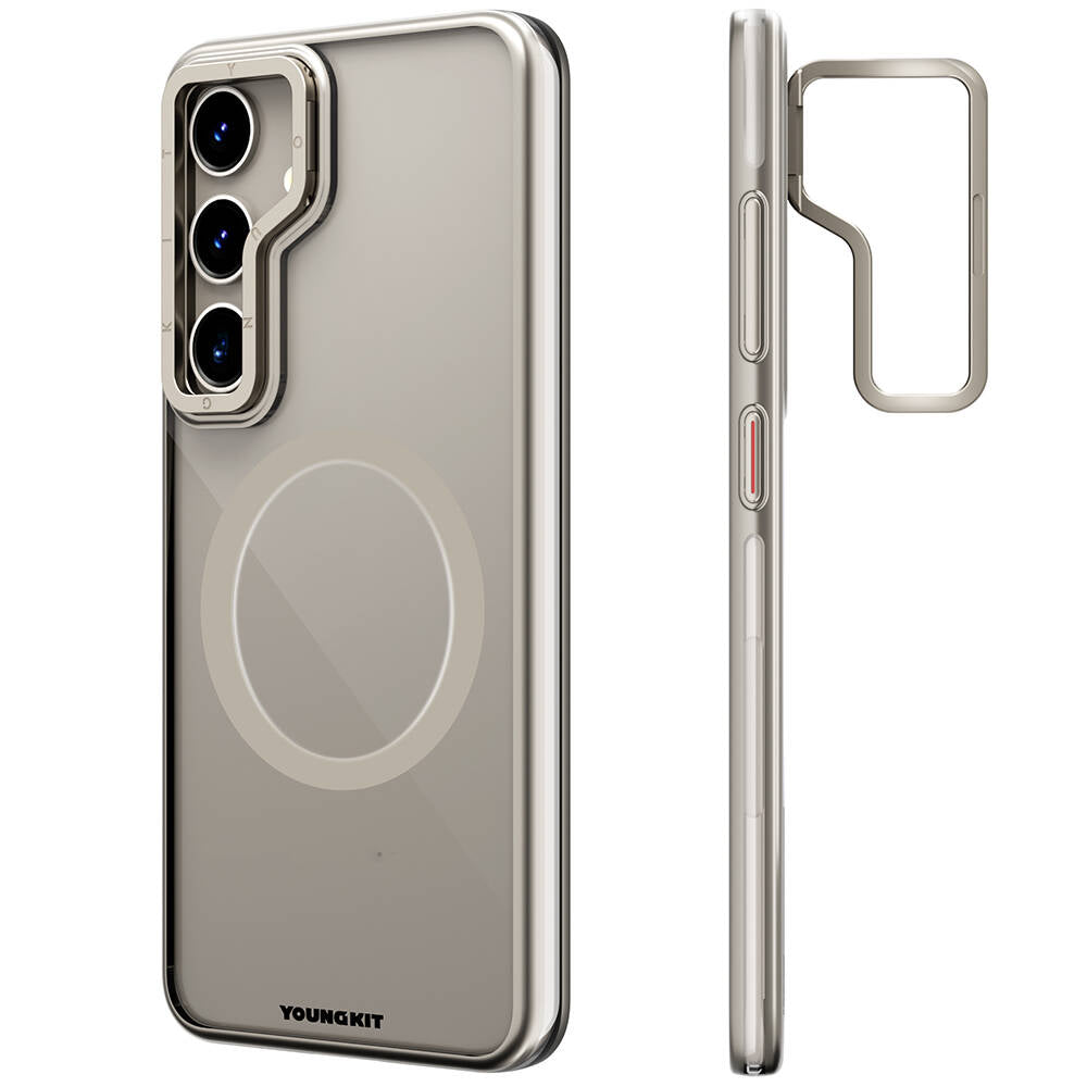 Galaxy S24 Plus Kılıf Magsafe Şarj Özellikli Sararma Önleyici Youngkit Crystal Grid Kılıf Mor
