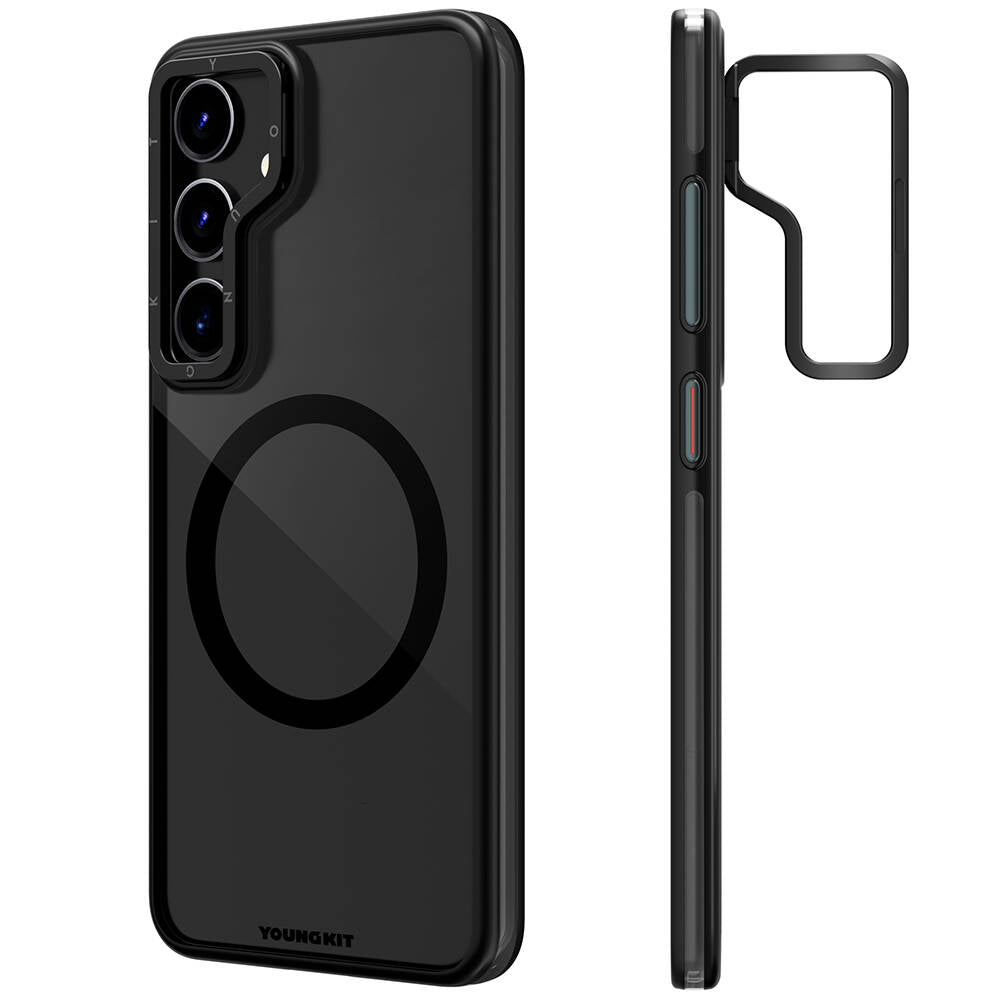 Galaxy S24 Plus Kılıf Magsafe Şarj Özellikli Sararma Önleyici Youngkit Crystal Grid Kılıf Siyah