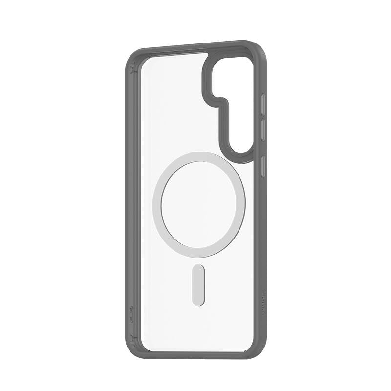 Galaxy S24 Plus Kılıf Magsafe Şarj Özellikli Şeffaf Arka Yüzey Benks MagClap TPU Çerçeve Kılıf Gri