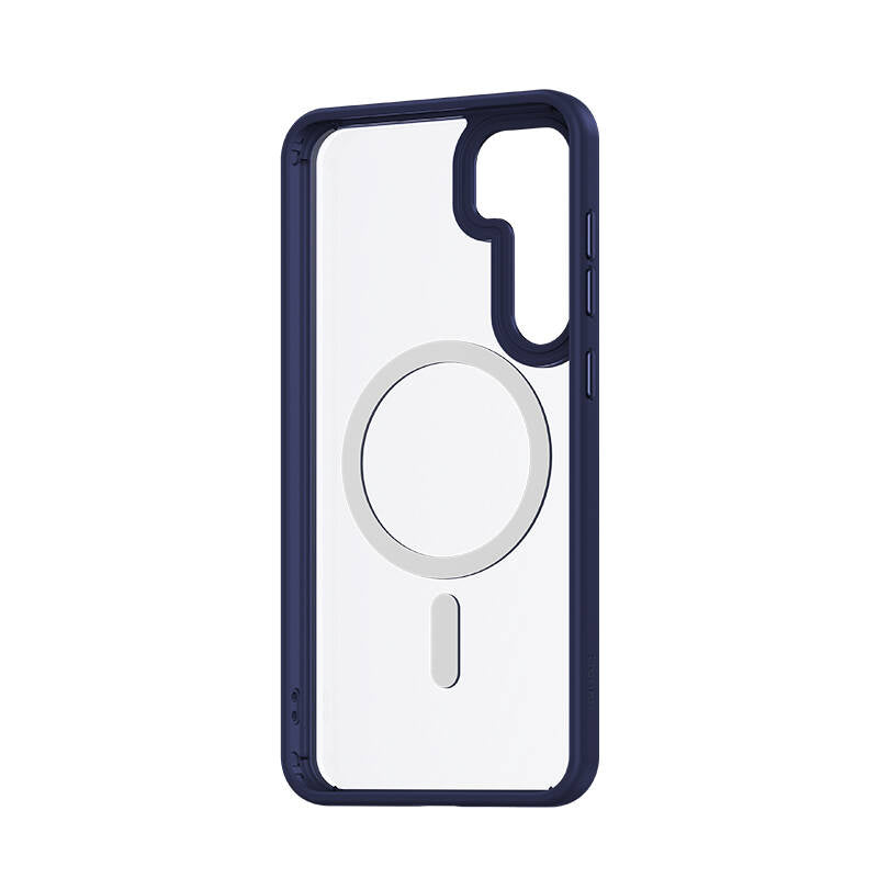 Galaxy S24 Plus Kılıf Magsafe Şarj Özellikli Şeffaf Arka Yüzey Benks MagClap TPU Çerçeve Kılıf Mavi