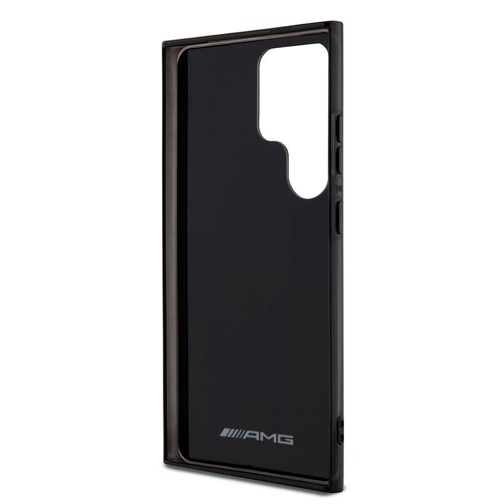 Galaxy S24 Ultra Kılıf AMG Orjinal Lisanslı Çift Katmanlı Büyük Logolu Dörtgen Şerit Desenli Kılıf Siyah