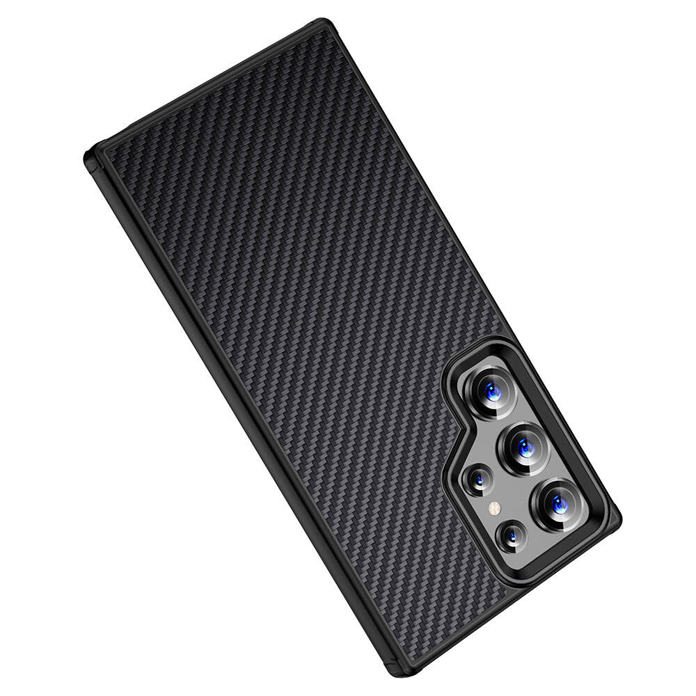 Galaxy S24 Ultra Kılıf Aramid Karbon Fiber Magsafe Özellikli Wlons Radison Kılıf Siyah