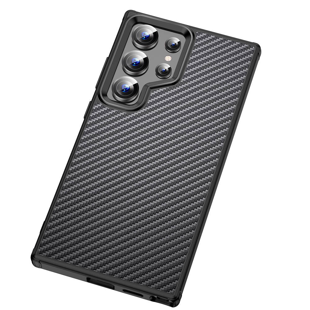 Galaxy S24 Ultra Kılıf Aramid Karbon Fiber Magsafe Özellikli Wlons Radison Kılıf Siyah