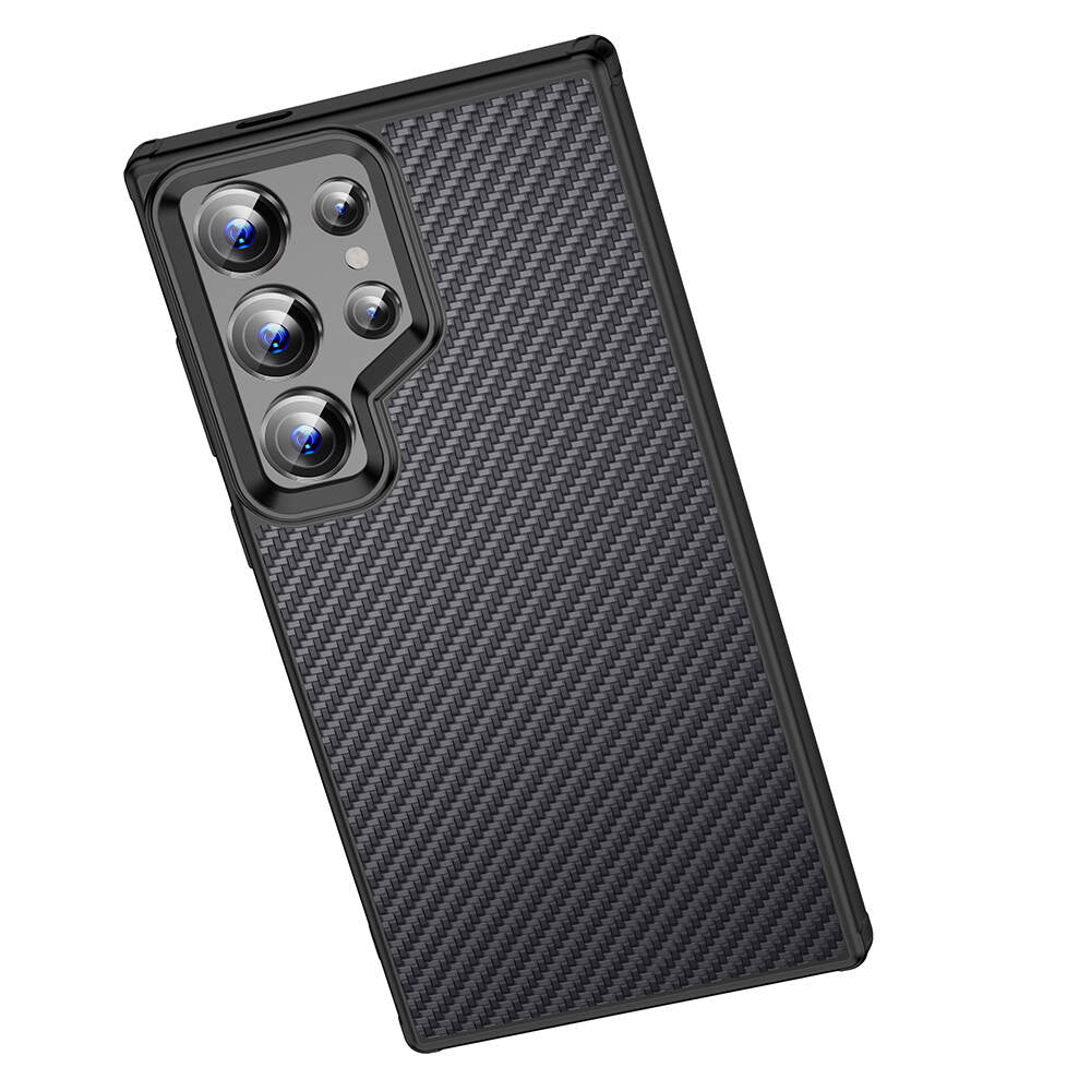 Galaxy S24 Ultra Kılıf Aramid Karbon Fiber Magsafe Özellikli Wlons Radison Kılıf Siyah