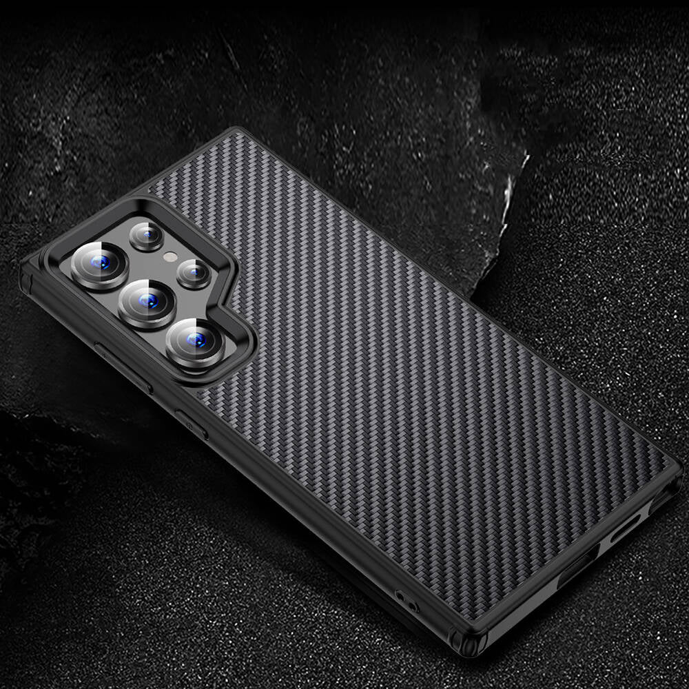 Galaxy S24 Ultra Kılıf Aramid Karbon Fiber Magsafe Özellikli Wlons Radison Kılıf Siyah