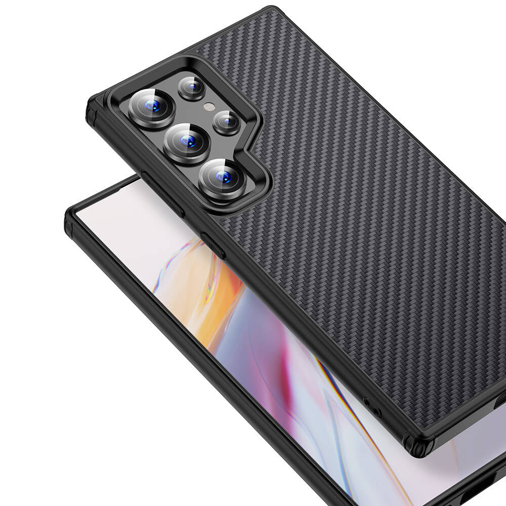 Galaxy S24 Ultra Kılıf Aramid Karbon Fiber Magsafe Özellikli Wlons Radison Kılıf Siyah