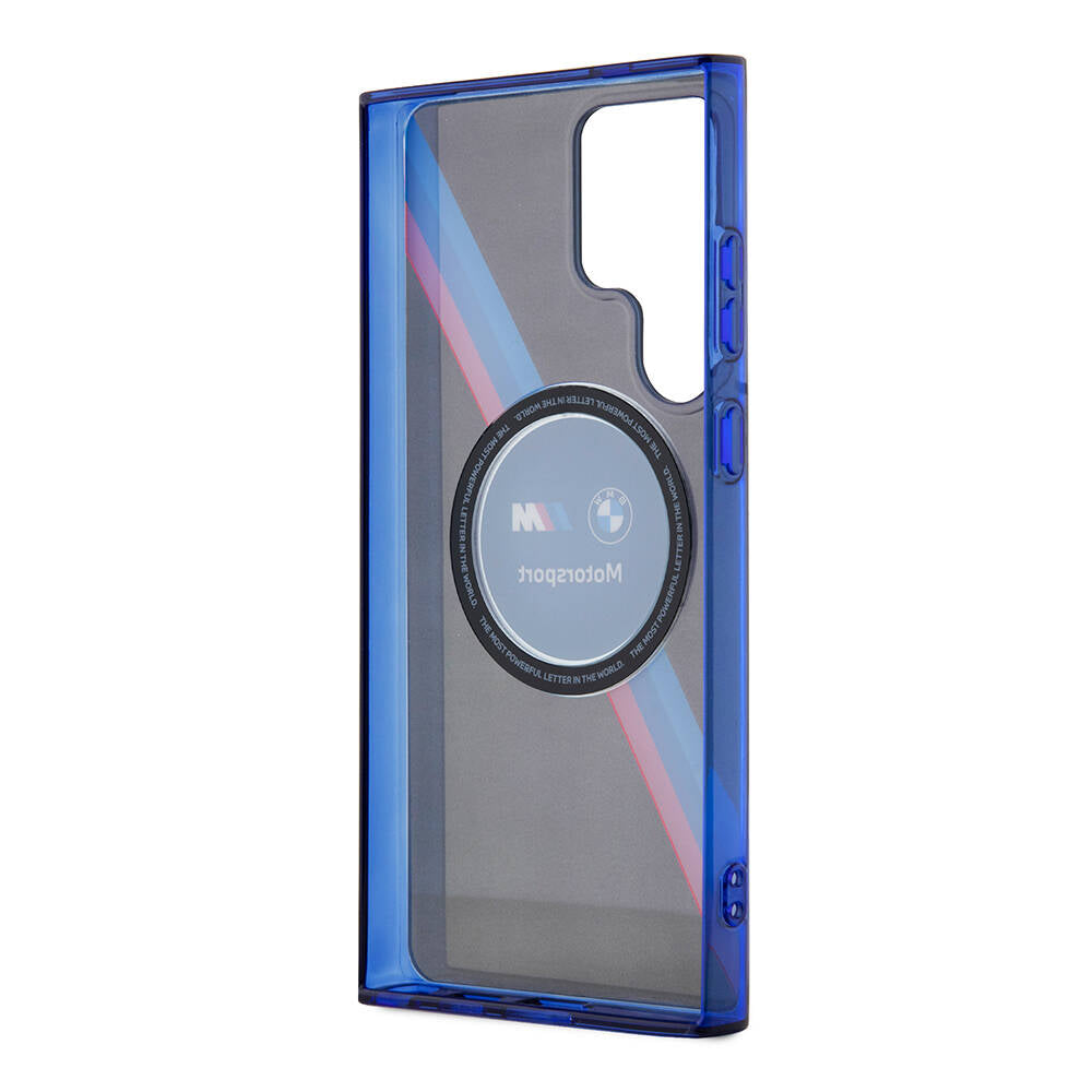Galaxy S24 Ultra Kılıf BMW Orjinal Lisanslı M Logolu Üç Renk Çizgili Motorsport Circle Kılıf Siyah