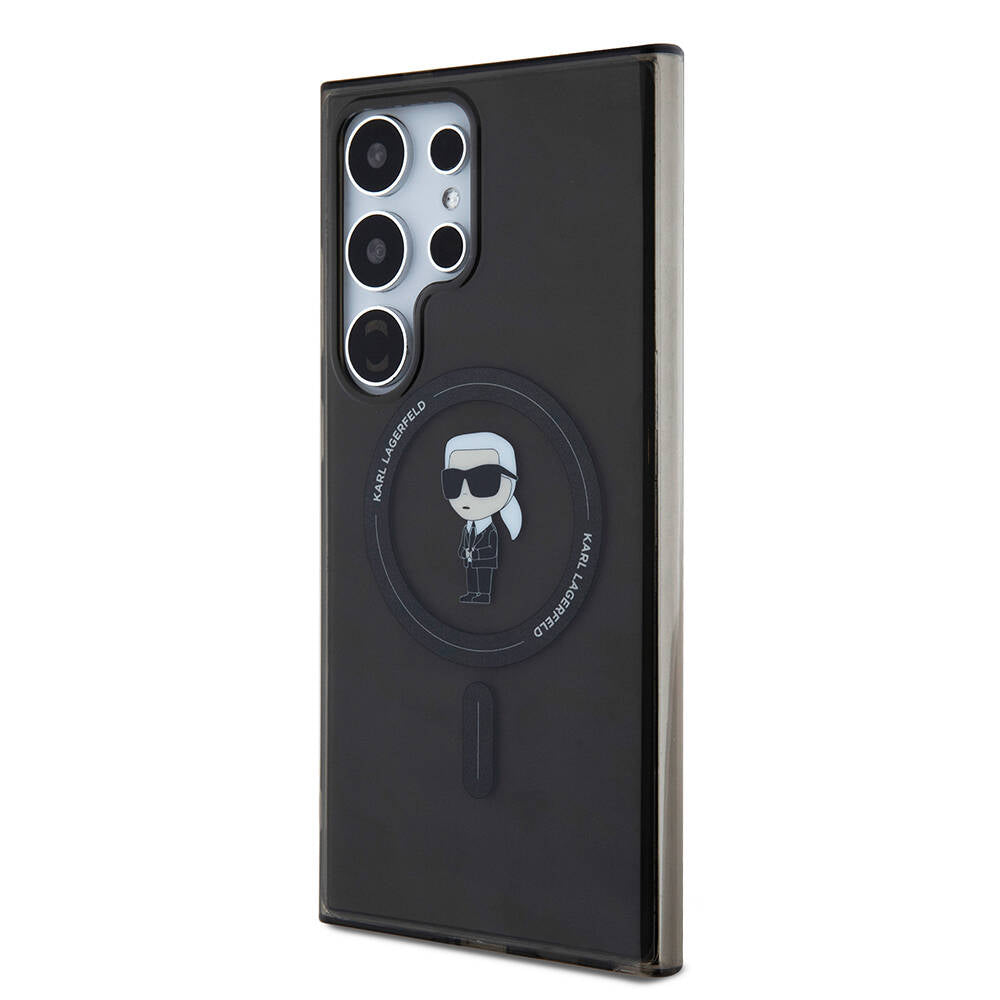 Galaxy S24 Ultra Kılıf Karl Lagerfeld Orjinal Lisanslı Magsafe Şarj Özellikli Karl Head IML Baskılı Kılıf Siyah