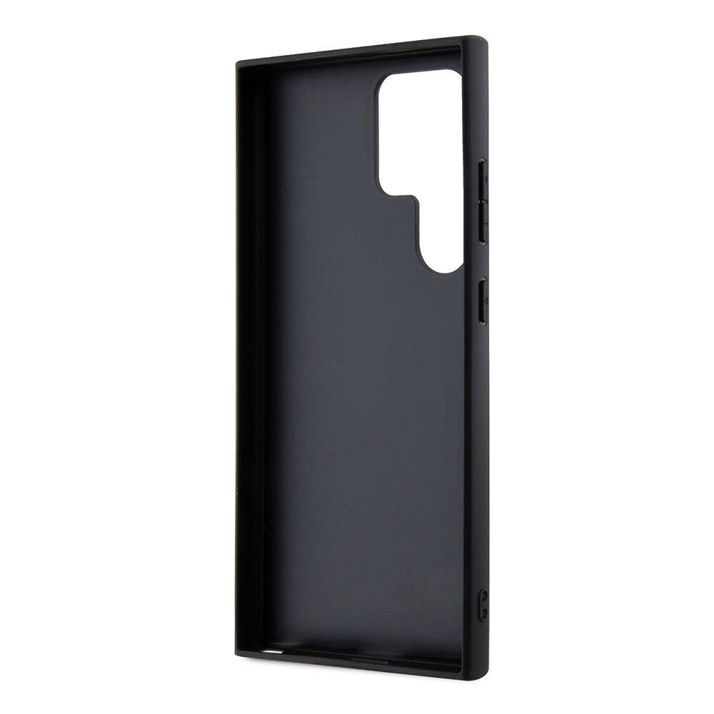 Galaxy S24 Ultra Kılıf Karl Lagerfeld Orjinal Lisanslı Saffiano Monogram Metal Logo Kılıf Siyah