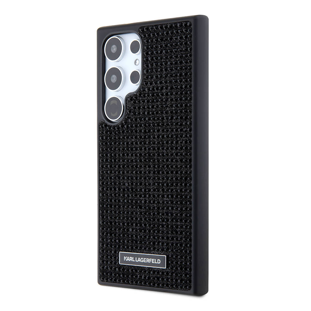 Galaxy S24 Ultra Kılıf Karl Lagerfeld Taşlı Metal Logo Orjinal Lisanslı Kılıf Gümüş