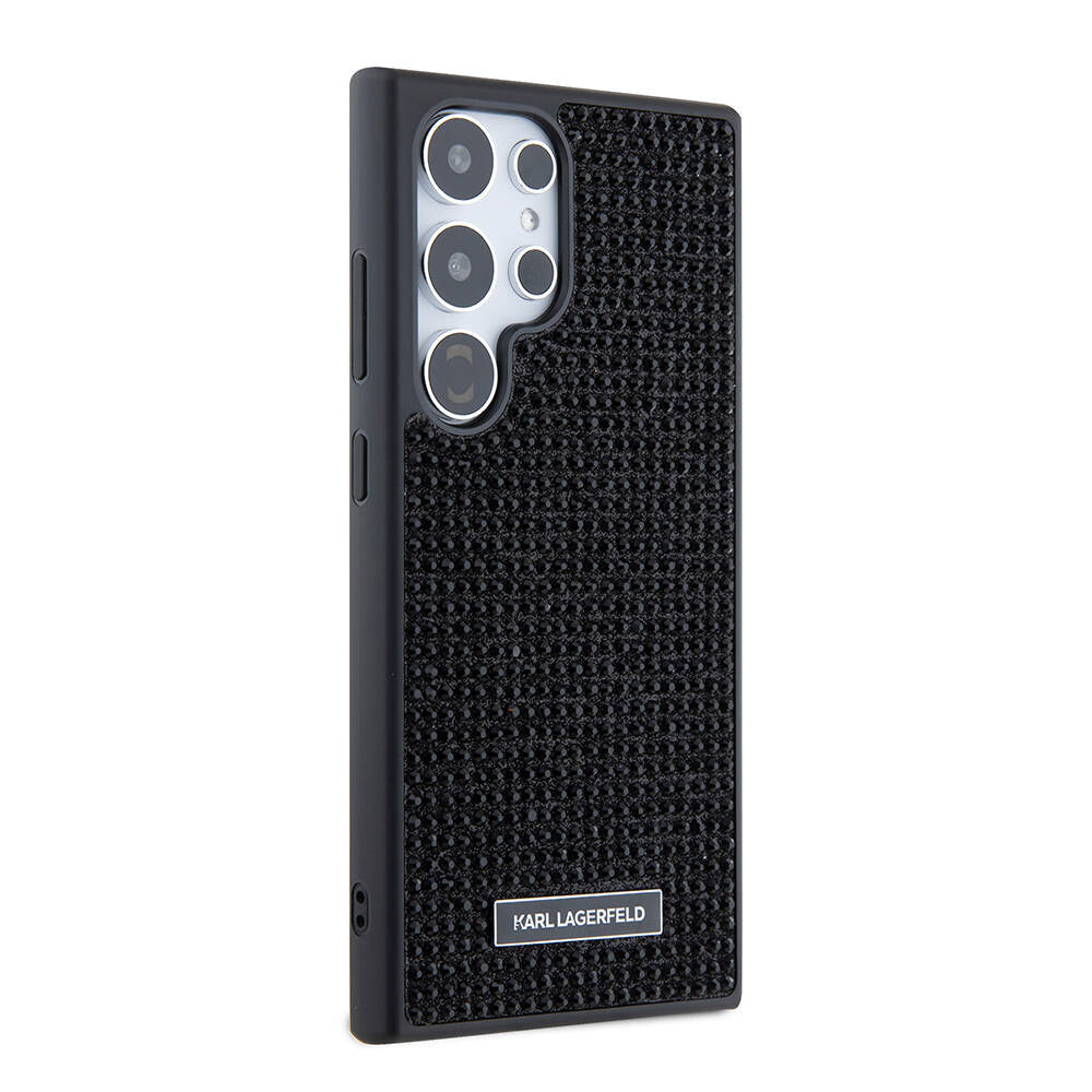 Galaxy S24 Ultra Kılıf Karl Lagerfeld Taşlı Metal Logo Orjinal Lisanslı Kılıf Gümüş