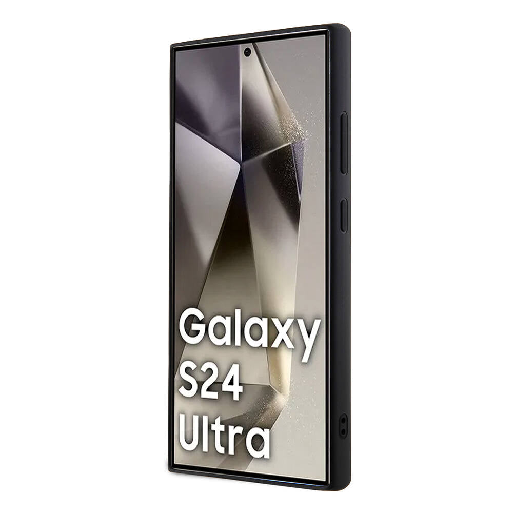 Galaxy S24 Ultra Kılıf Karl Lagerfeld Taşlı Metal Logo Orjinal Lisanslı Kılıf Siyah