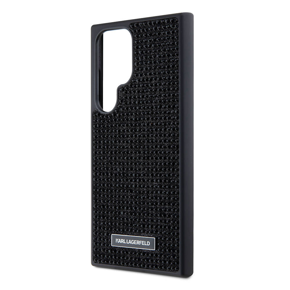 Galaxy S24 Ultra Kılıf Karl Lagerfeld Taşlı Metal Logo Orjinal Lisanslı Kılıf Siyah