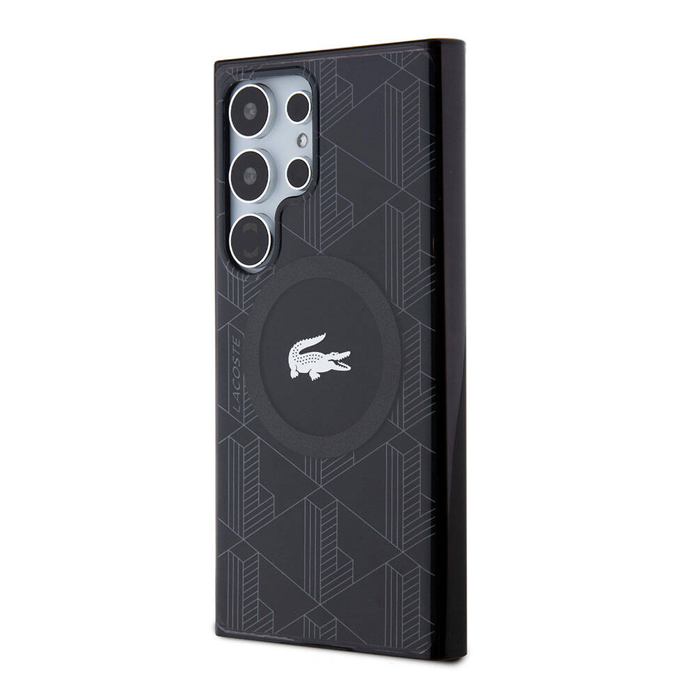 Galaxy S24 Ultra Kılıf Lacoste Orjinal Lisanslı Magsafe Şarj Özellikli Çift Katmanlı Timsah Logolu Blend Monogram Kılıf Haki