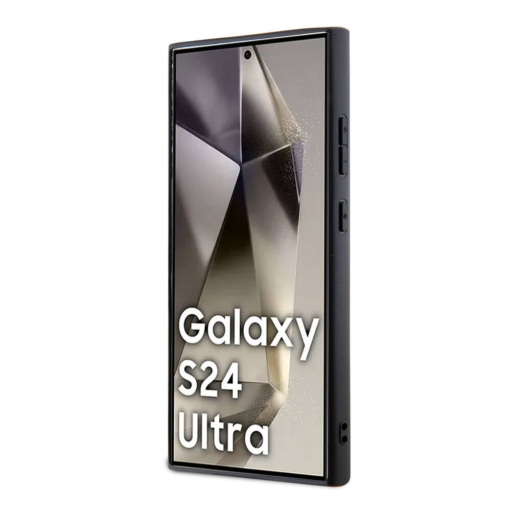 Galaxy S24 Ultra Kılıf Lacoste Orjinal Lisanslı PU Pike Desenli Arka Yüzey İkonik Timsah Dokuma Logolu Kılıf Lacivert