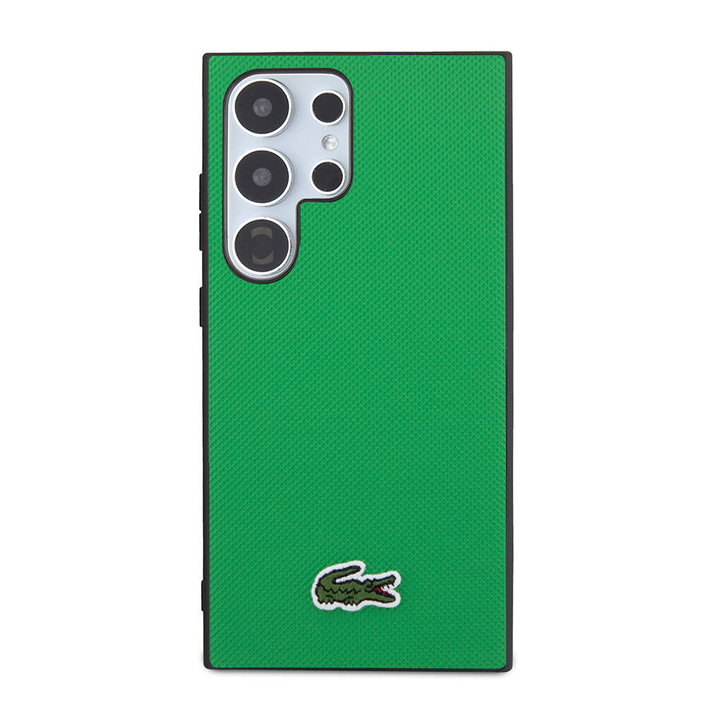 Galaxy S24 Ultra Kılıf Lacoste Orjinal Lisanslı PU Pike Desenli Arka Yüzey İkonik Timsah Dokuma Logolu Kılıf Siyah
