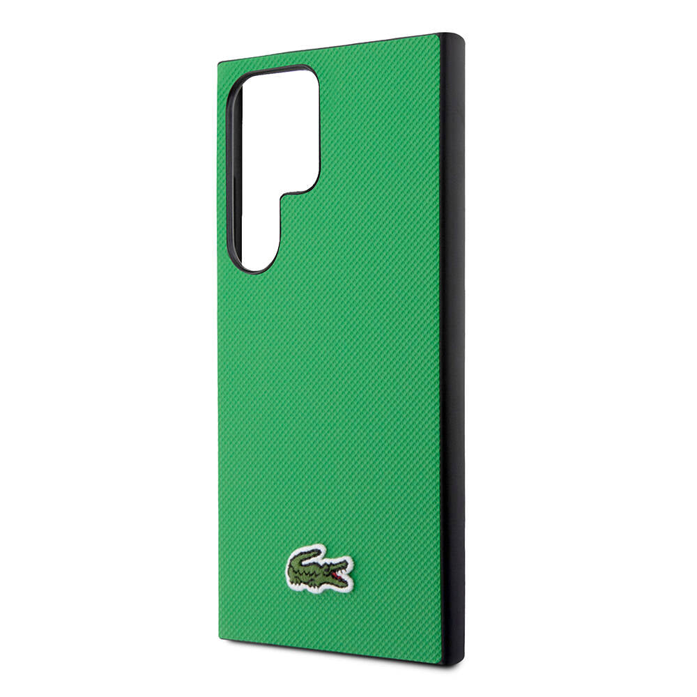 Galaxy S24 Ultra Kılıf Lacoste Orjinal Lisanslı PU Pike Desenli Arka Yüzey İkonik Timsah Dokuma Logolu Kılıf Lacivert