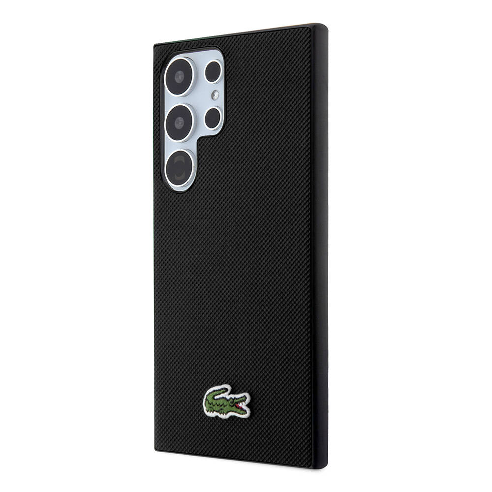 Galaxy S24 Ultra Kılıf Lacoste Orjinal Lisanslı PU Pike Desenli Arka Yüzey İkonik Timsah Dokuma Logolu Kılıf Lacivert