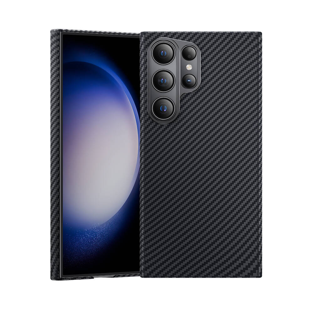 Galaxy S24 Ultra Kılıf Magsafe Özellikli Karbon Fiber Benks Essential ArmorAir 600D Kevlar Kılıf Siyah