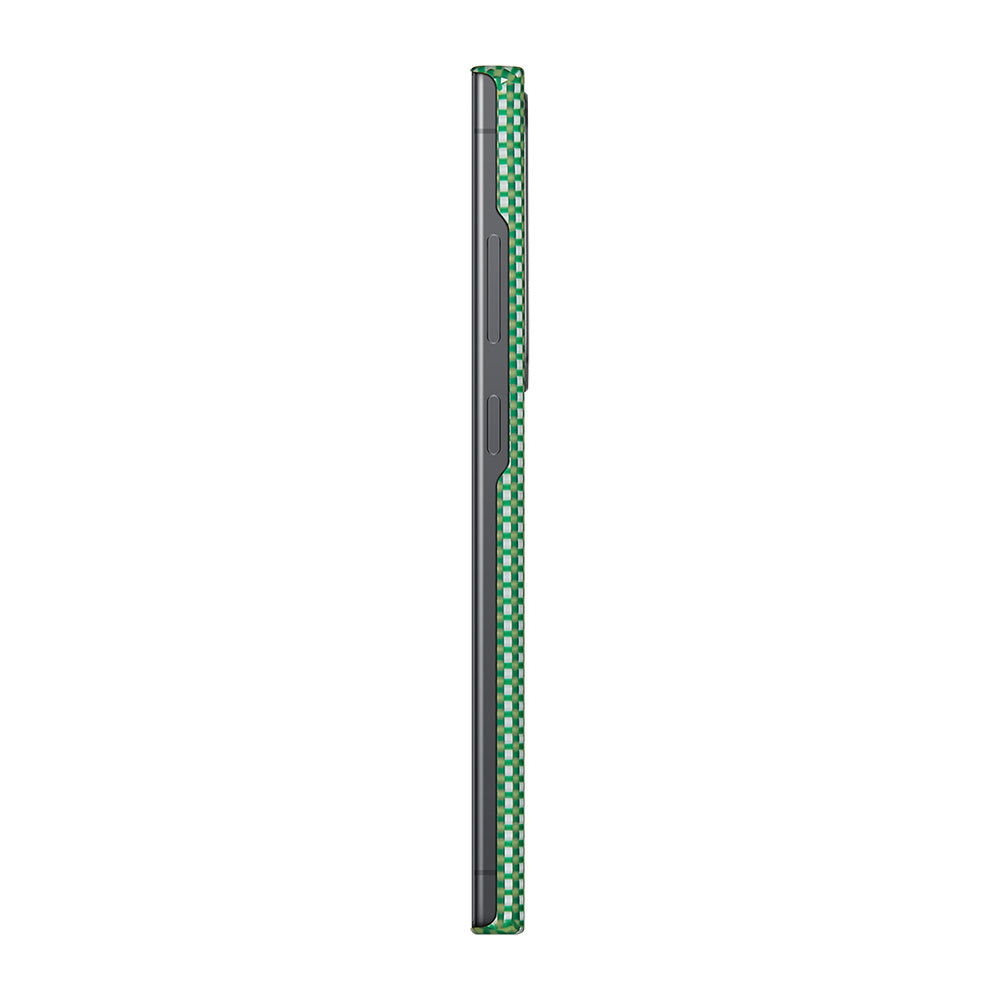 Galaxy S24 Ultra Kılıf Magsafe Şarj Özellikli 1500D Aramid Fiber Pitaka Ultra-Slim Classic Serisi Aomori Kılıf Yeşil