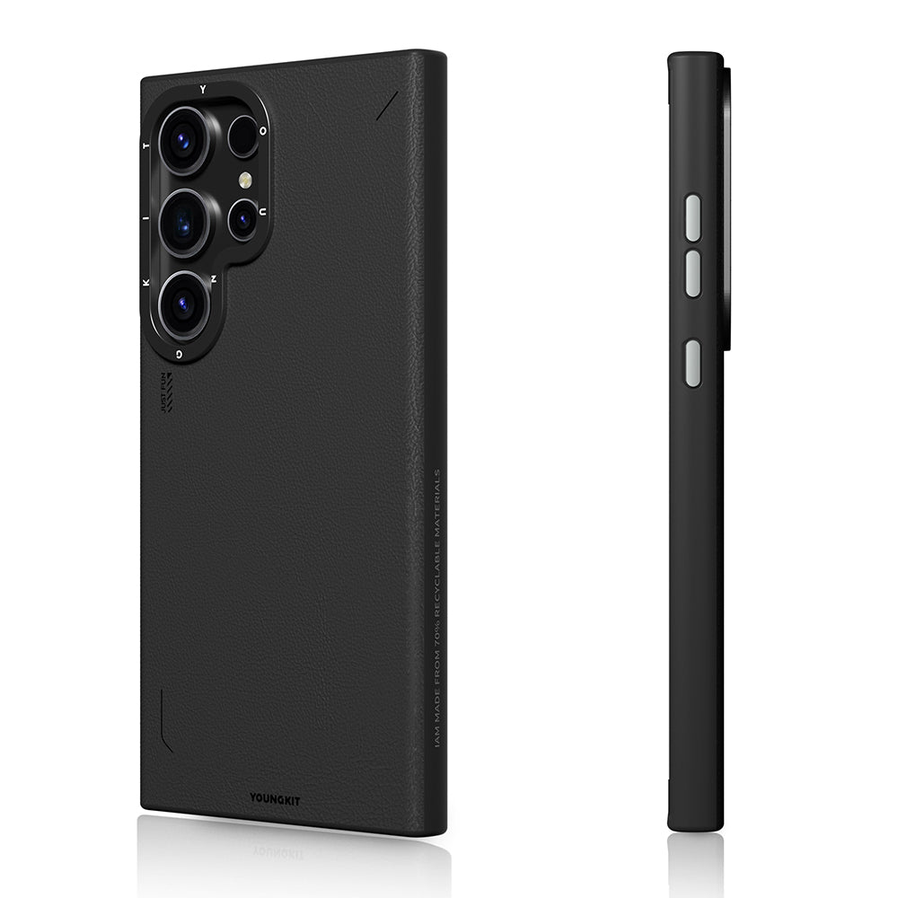 Galaxy S24 Ultra Kılıf Magsafe Şarj Özellikli Basit Mat Deri Desenli Youngkit Tech Fashion Serisi Kapak Kahverengi