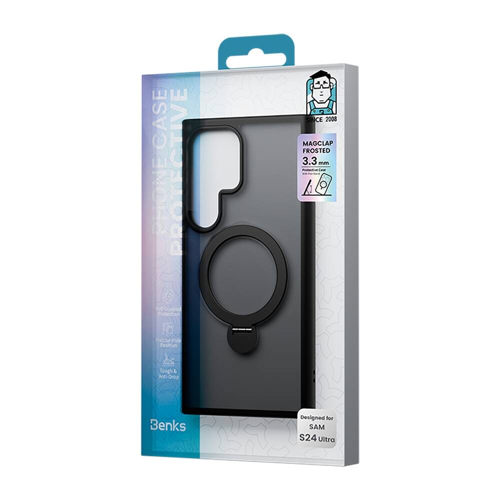 Galaxy S24 Ultra Kılıf Magsafe Şarj Özellikli Benks Standlı Mist Protective Kılıf Mavi