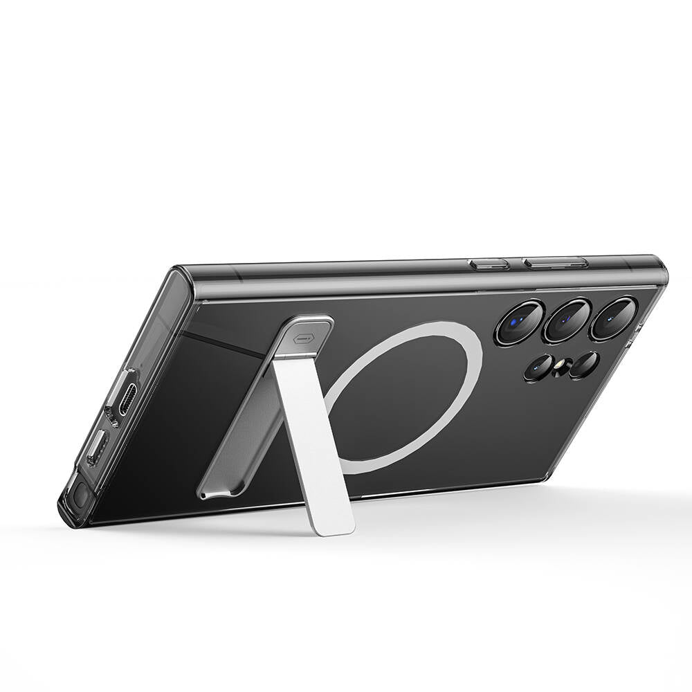 Galaxy S24 Ultra Kılıf Magsafe Şarj Özellikli Kamera Korumalı Standlı Wiwu KCC-025 Aurora Serisi Kılıf Şeffaf