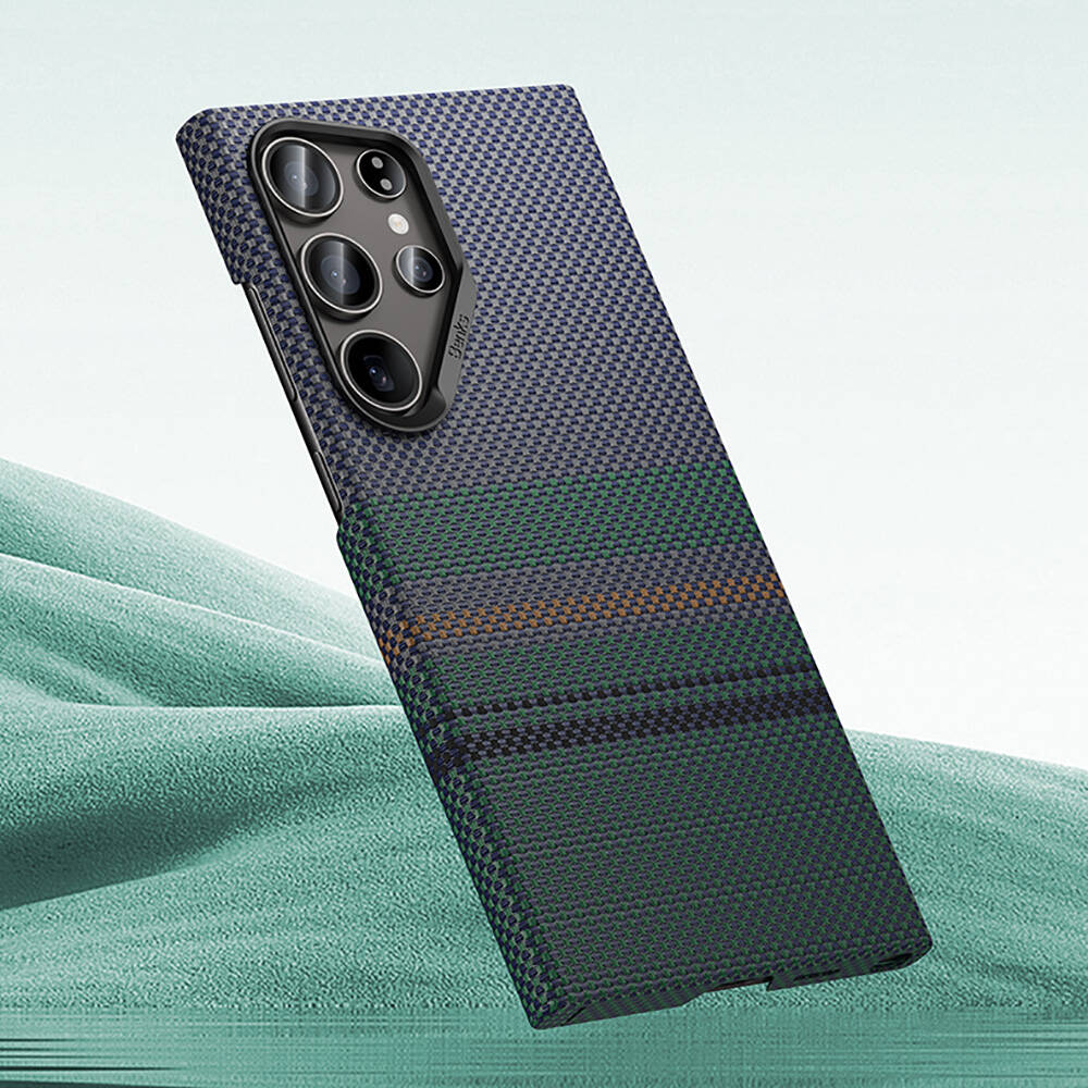 Galaxy S24 Ultra Kılıf Magsafe Şarj Özellikli Karbon Fiber Tasarımlı Benks Aurora ArmorAir Kevlar Kılıf Siyah