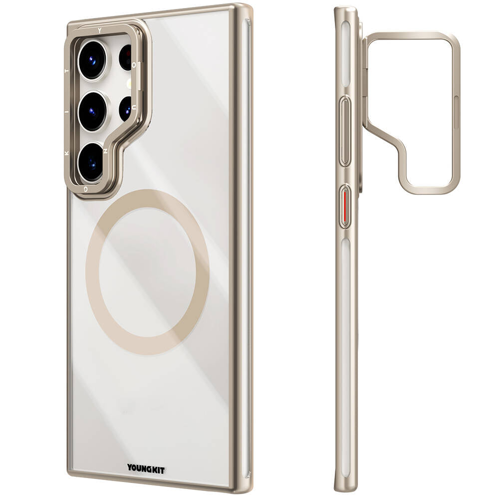 Galaxy S24 Ultra Kılıf Magsafe Şarj Özellikli Sararma Önleyici Youngkit Crystal Grid Kılıf Siyah