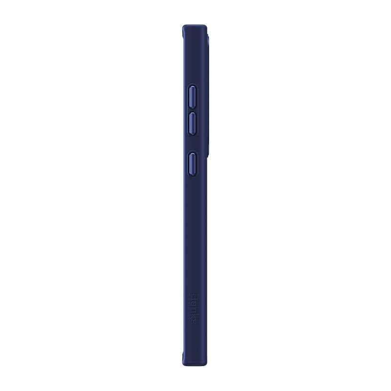Galaxy S24 Ultra Kılıf Magsafe Şarj Özellikli Şeffaf Arka Yüzey Benks MagClap TPU Çerçeve Kılıf Mavi