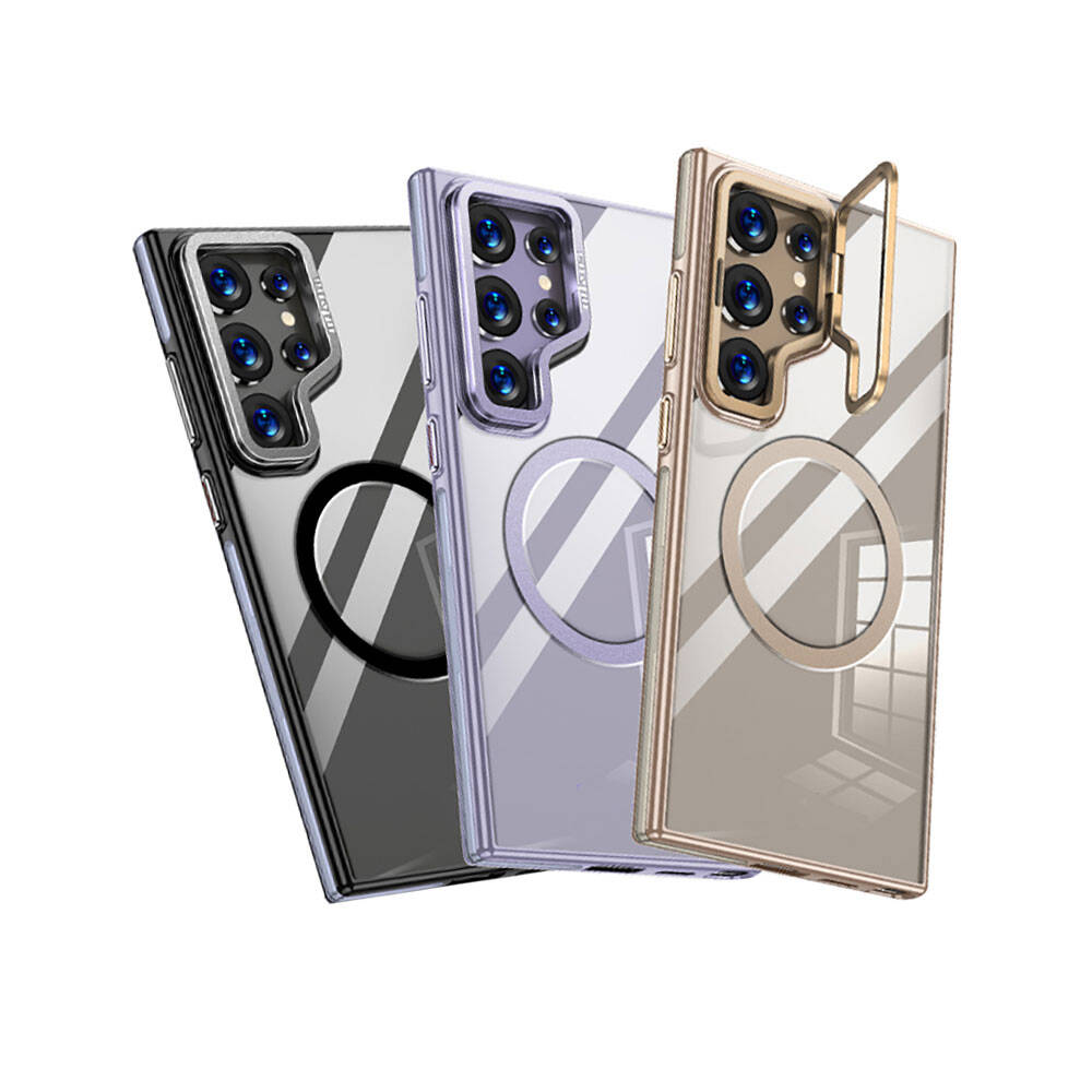 Galaxy S24 Ultra Kılıf Magsafe Şarj Özellikli Wlons Standlı Efsane Kılıf Gold