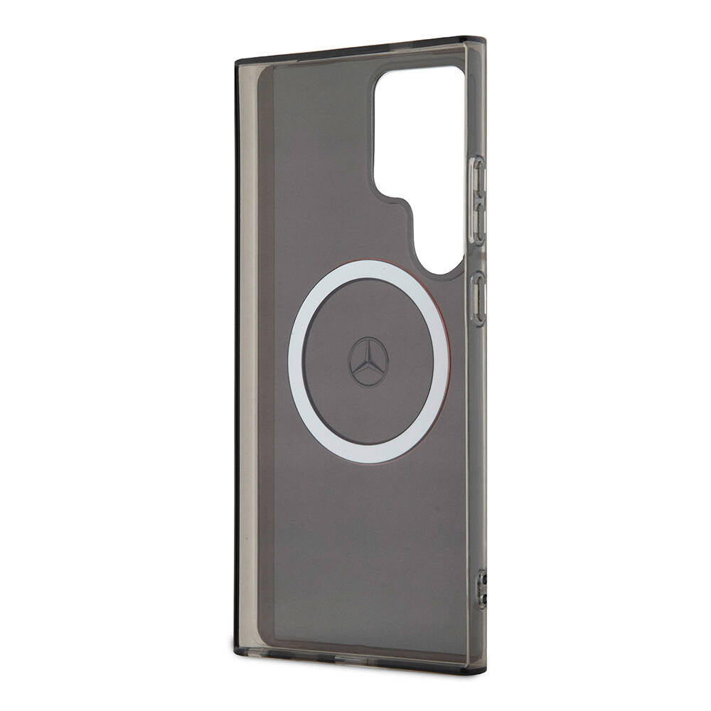 Galaxy S24 Ultra Kılıf Mercedes Benz Orjinal Lisanslı Magsafe Şarj Özellikli IML Yıldız Logolu Red Ring Kılıf Siyah