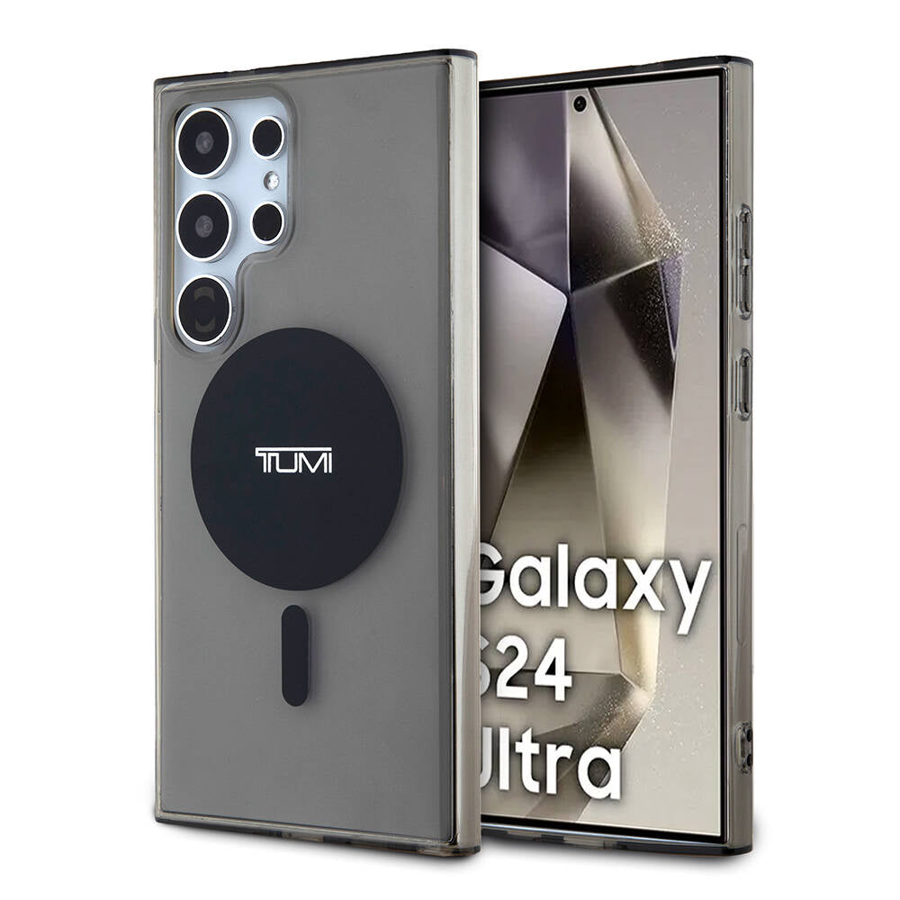 Galaxy S24 Ultra Kılıf TUMI Orjinal Lisanslı Magsafe Şarj Özellikli Airbag Köşeli Transparan Plain Kılıf Siyah