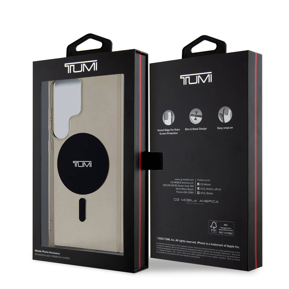 Galaxy S24 Ultra Kılıf TUMI Orjinal Lisanslı Magsafe Şarj Özellikli Airbag Köşeli Transparan Plain Kılıf Siyah